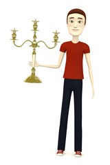 3d render of cartoon character with candlestick