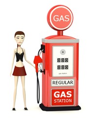 Fototapeta premium 3d render of cartoon character with gas station
