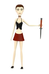3d render of cartoon character with a knife