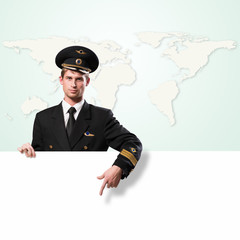 pilot in the form of holding an empty billboard