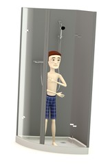 3d render of cartoon character in shower