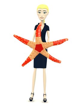 3d render of cartoon character with seastar