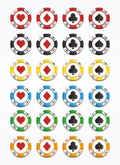 colorful poker chips sets