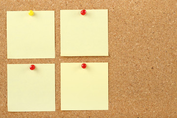 notes on corkboard