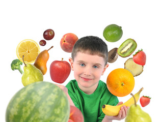 Fototapeta na wymiar Healthy Fruit Child on White