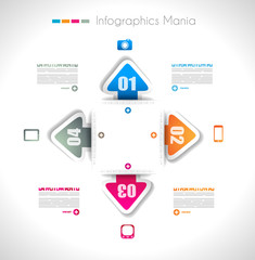 Infographic design template with paper tags.
