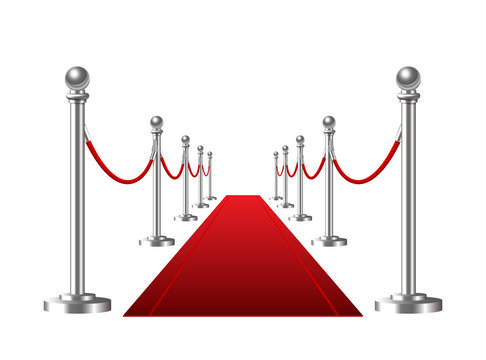 Red event carpet isolated on a white background.