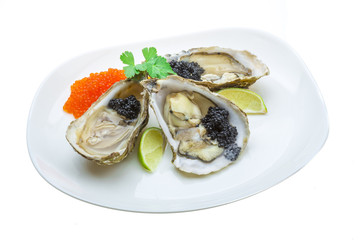 Oysters with black cavair