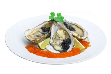 Oysters with black cavair