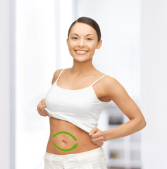 woman with arrows on her stomach