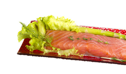  Salmon fillet garnished