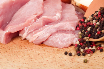 Raw beef meat with spices