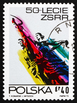 Postage stamp Poland 1972 Man and Woman, Sculpture