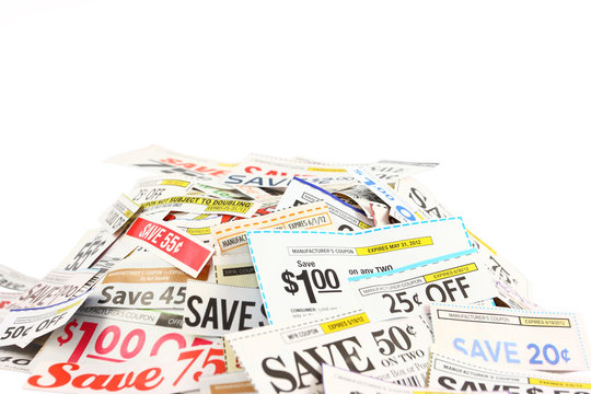 Pile Of Coupons On White
