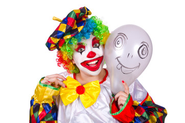 Funny clown isolated on the white