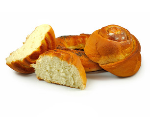 baked products on a white background