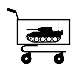 Char d'assaut dans un caddie