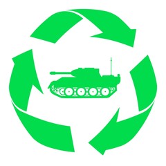 Obraz premium Char d'assaut dans un symbole recyclage
