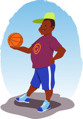 Young smiling African-American man with a basketball