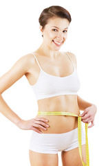 friendly smiling girl with tapemeasure