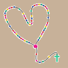 Colorful heart shaped beaded rosary