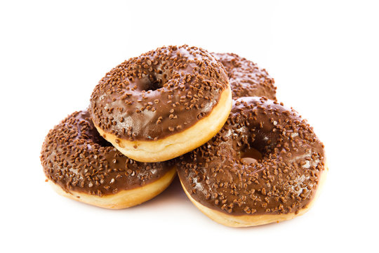 Chocolate Donuts . Isolated on a white background. doughnut