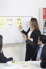 Woman making a business presentation to a group