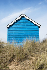 Blue Beach Hut at Hunstanton, Norfolk, UK.