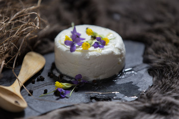 Goat cheese and spring flowers