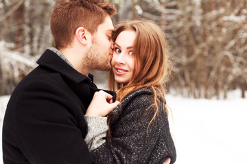 outdoor fashion portrait of young sensual couple
