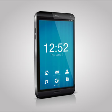 Vector smartphone with blue  welcome screen