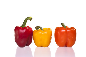 Multi colored bell peppers.