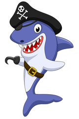 Obraz premium Cute pirate shark cartoon