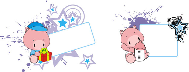 pig baby cartoon copyspace
