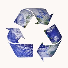 Earth Blue Recycle Symbol Isolated on White Background