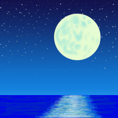 Fototapeta na wymiar moon on sea