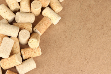 Wine corks on wooden background