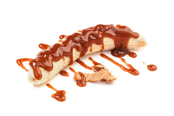 Banana under the caramel topping