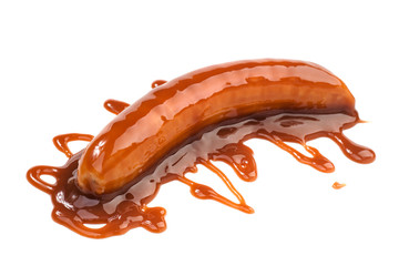 Banana under the caramel topping