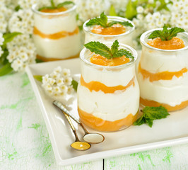 Fruit dessert in a small jar