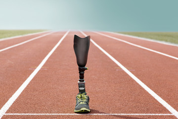 Athletic sports prosthesis standing track and field - Powered by Adobe