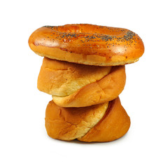 three buns on a white background