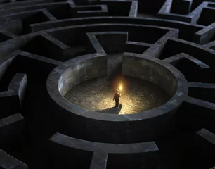Cercles muraux Monument historique Homme au milieu d& 39 un mystérieux labyrinthe