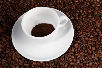 cup with ground coffee