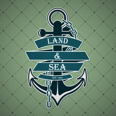 Vintage label with a nautical theme