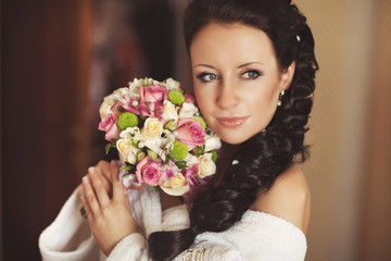 Beautiful bride in wedding day In bridal dress. newlywed woman