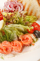 tasty appetizer with salmon