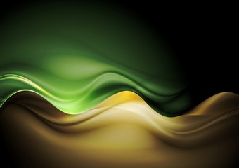 Dark orange and green waves template