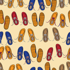 Colourful background pattern of shoes