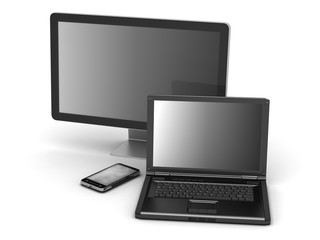 Computer monitor, laptop and mobile phone